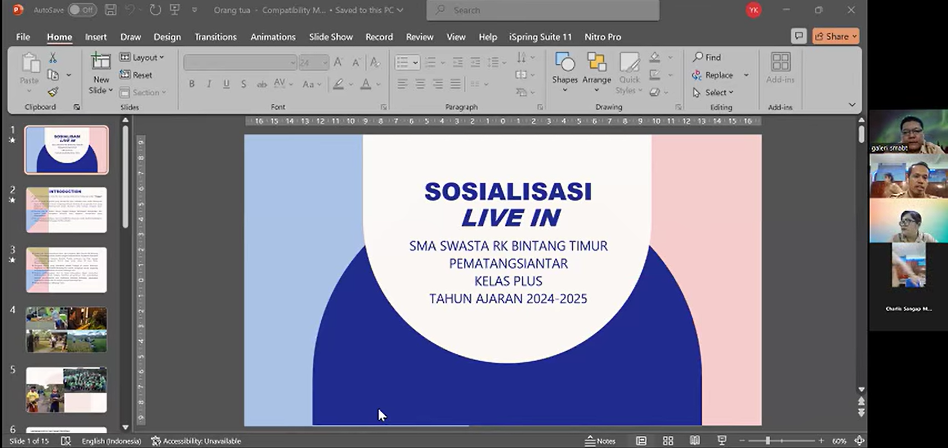 Sosialisasi kegiatan live in dan mohon ijin dari orang tua