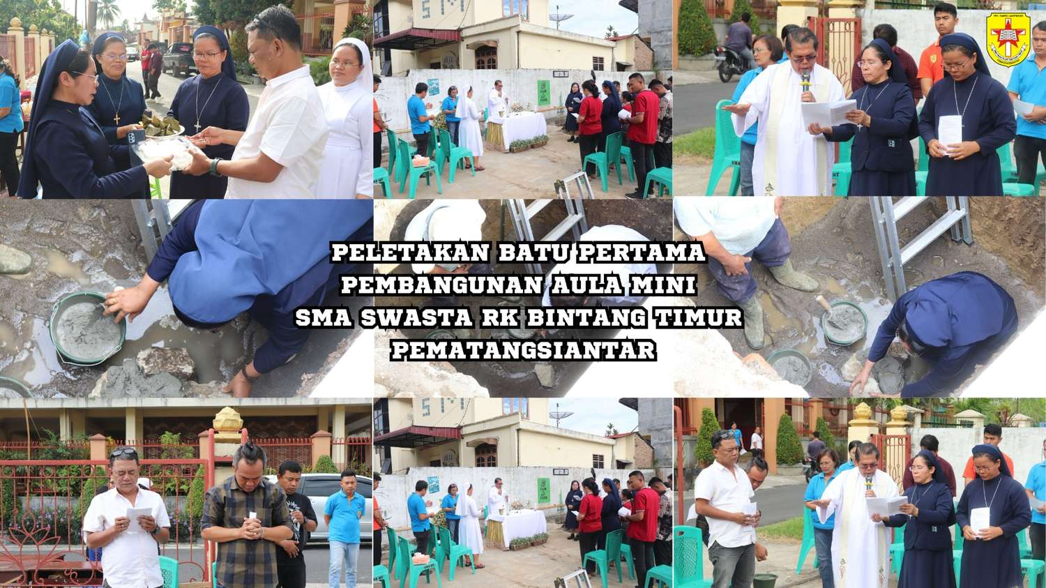Peletakan batu pertama pembangunan aula dan parkir SMA.