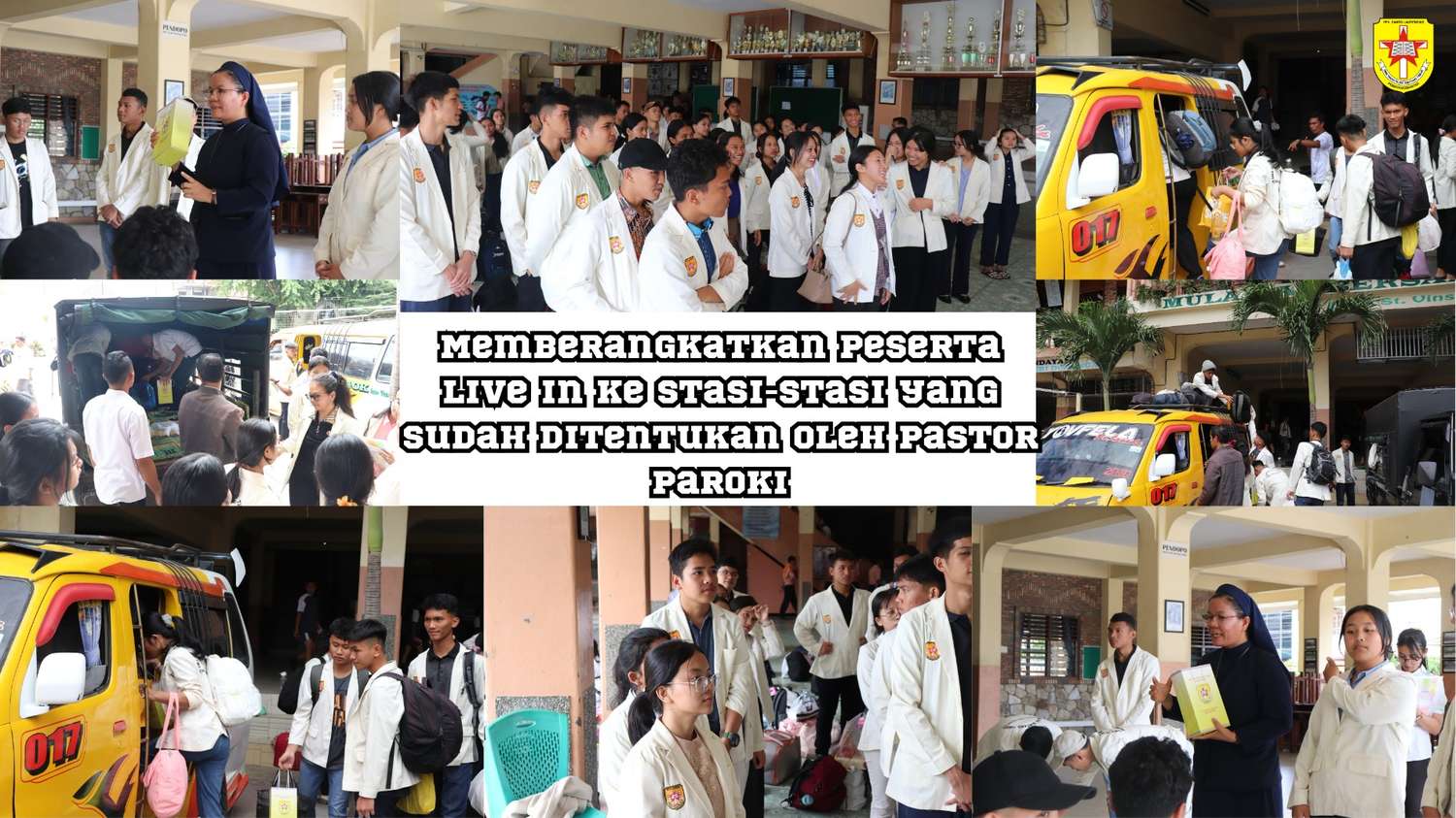Memberangkatkan peserta live in ke stasi-stasi yang sudah ditentukan oleh pastor paroki