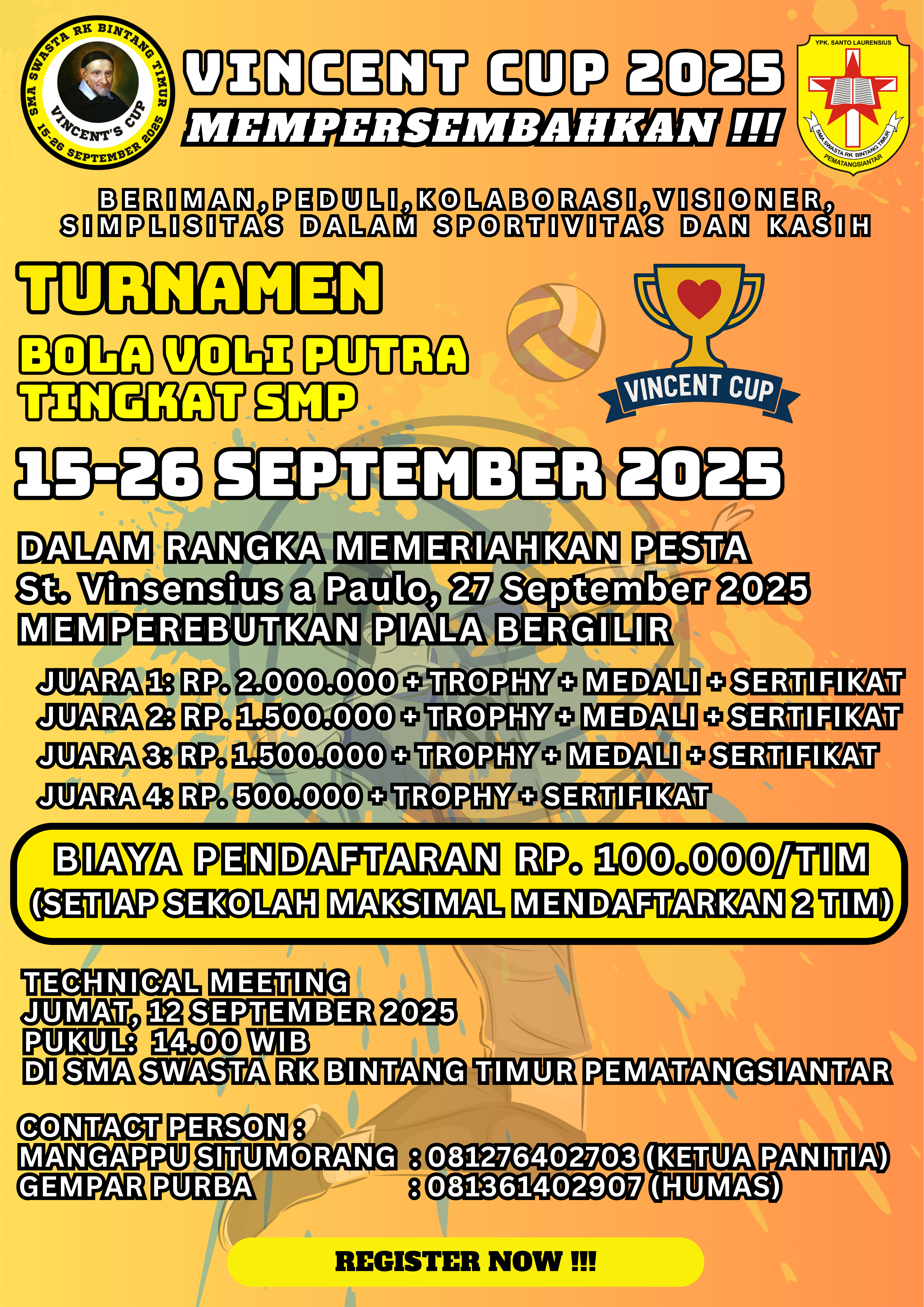 🏐VINCENT CUP 2025 akan segera dimulai🔥💪