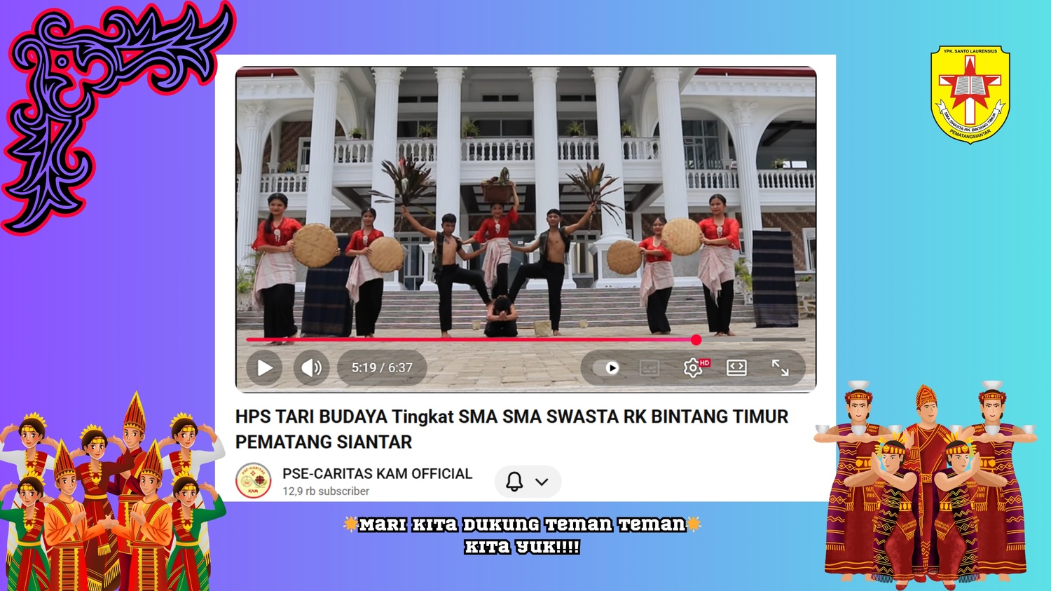 🎉 Hei, Sobat Budaya! 😍 Kami dari SMA Swasta RK Bintang Timur Pematangsiantar dengan penuh semangat mempersembahkan Tari Tradisional dalam ajang Perlombaan HPS Tari Budaya Tingkat SMA 2025! 💃✨